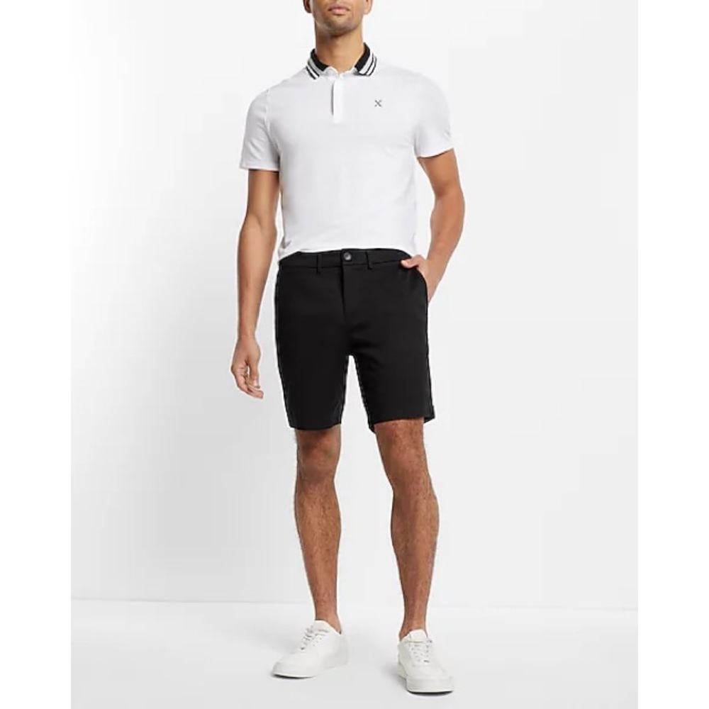 Express Pitch Black Solid 8" Hyper Stretch Chino … - image 2